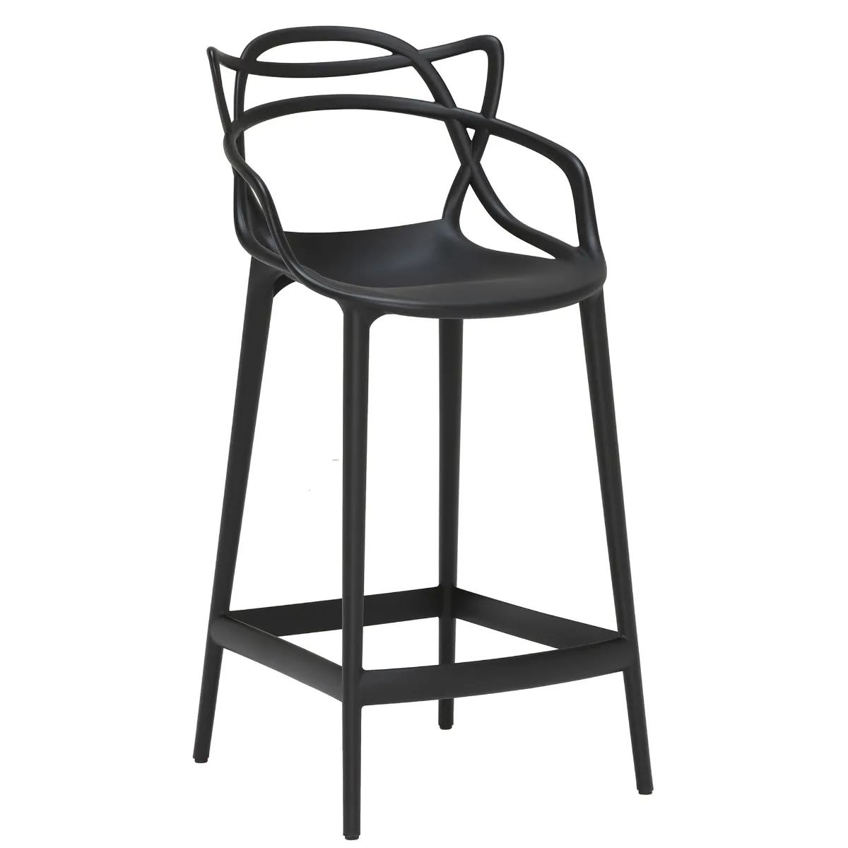 Kartell Masters High Dining Stool Height 75Cm, Black Plastic | Barker & Stonehouse 6