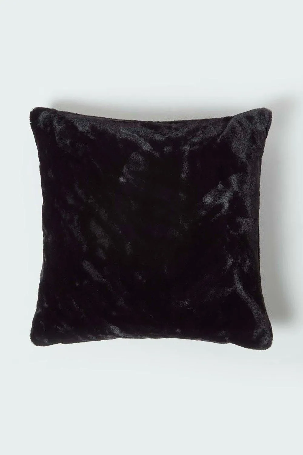 Homescapes Soft Touch Faux Fur Cushion 46 x 46 cm in Black 2