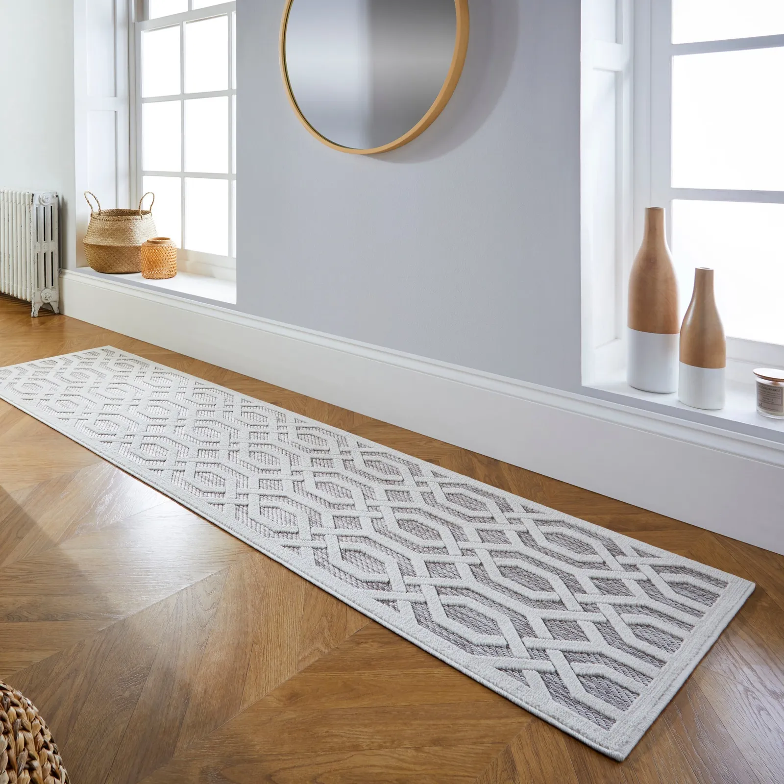 Mondo Geometric Indoor Outdoor Runner Brown