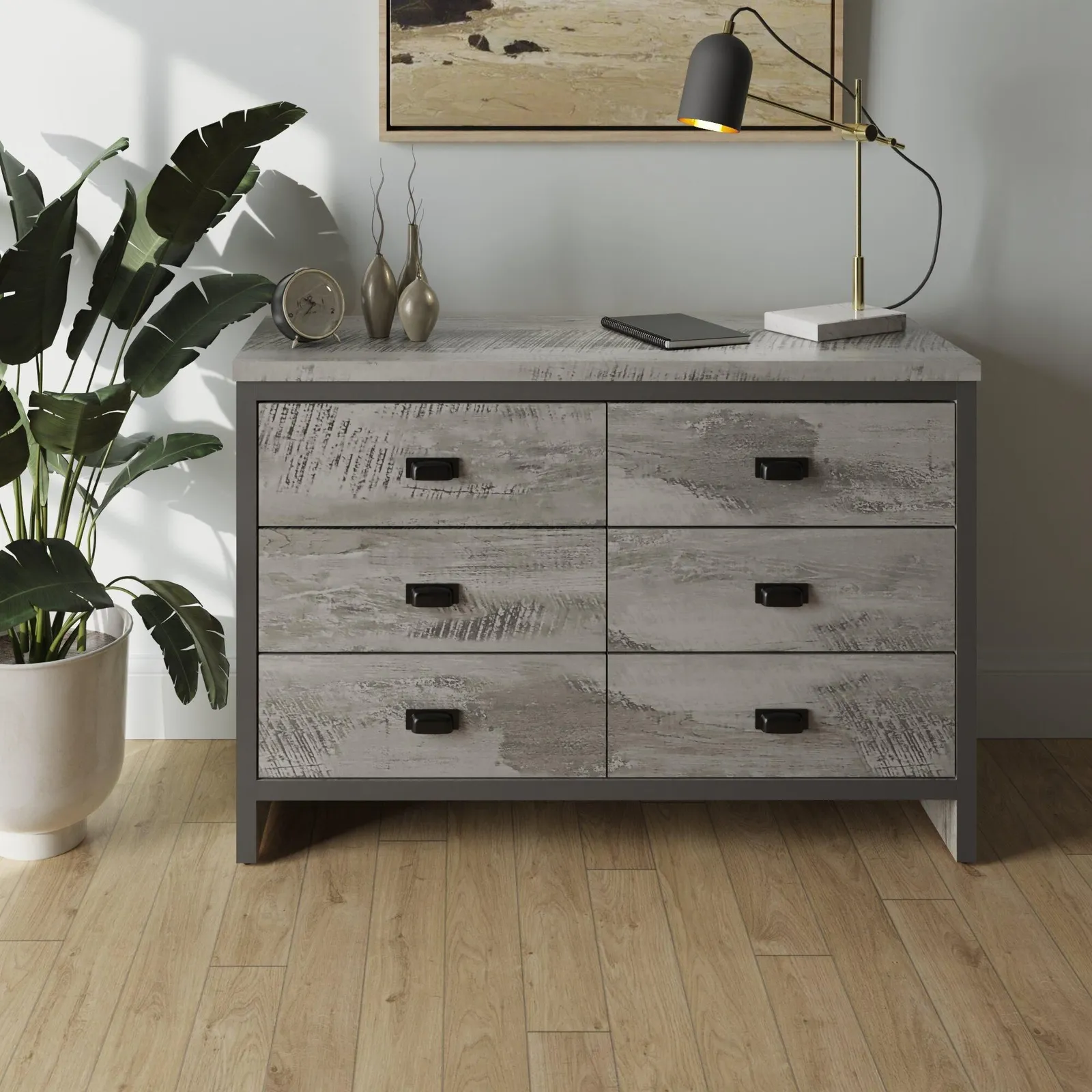 GFW Boston 3+3 Drawer Chest in Grey 5