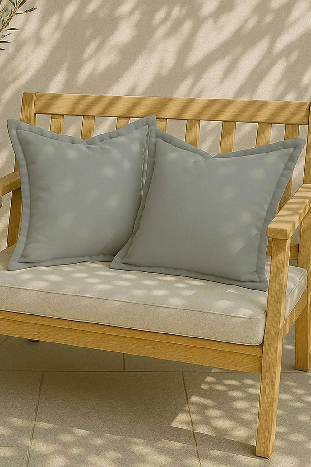 Homescapes Luxury Waterproof Plain Outdoor Cushion 45 x 45 cm, Set of 2 in Grey 5