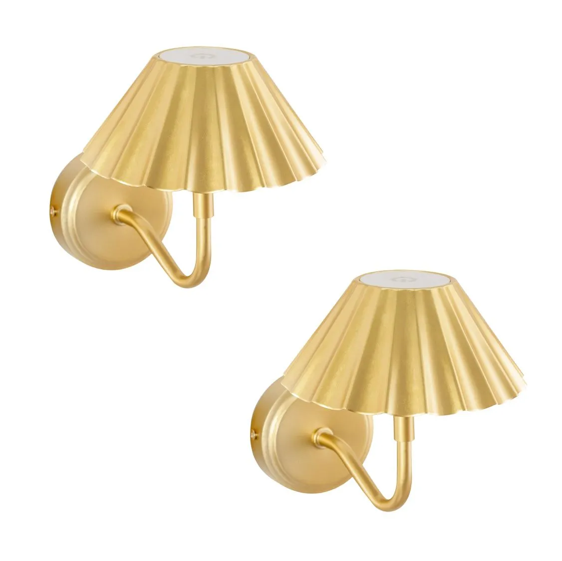 ValueLights Avery Set of 2 Rechargeable Easy Fit Wall Light Fittings in Gold 2