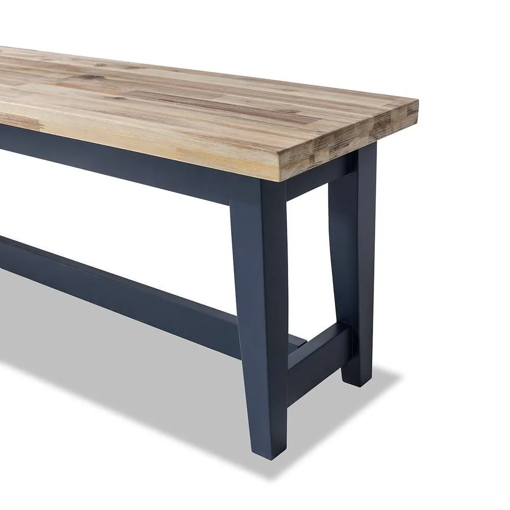 Statement Furniture Florence Solid Acacia Hardwood Dining Bench 120cm in Navy 4