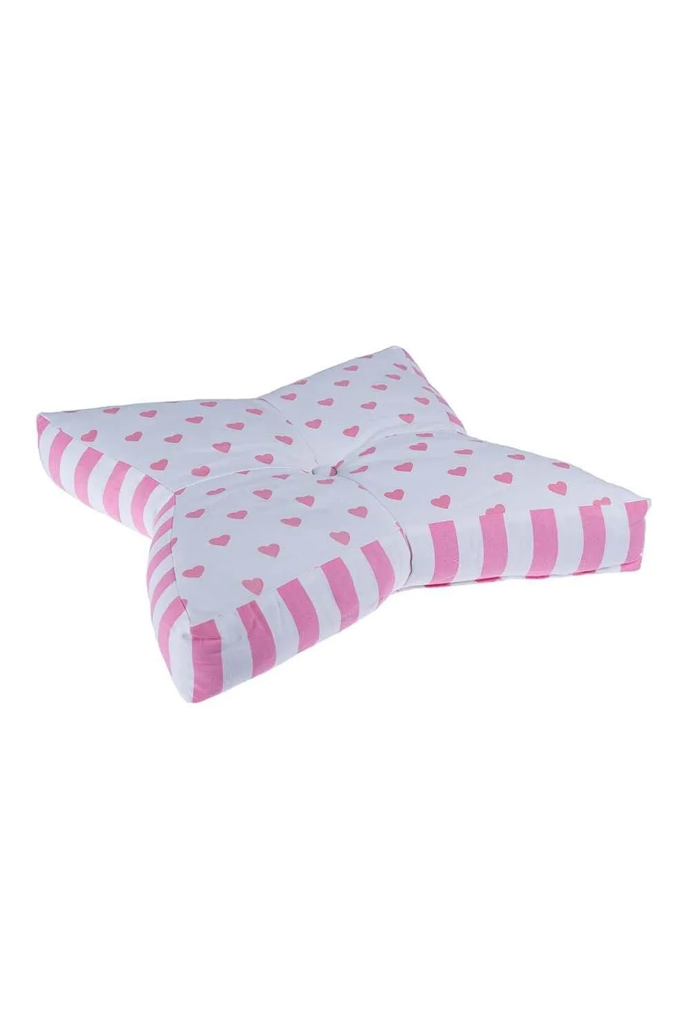 Homescapes Pink Hearts Star Floor Cushion 3