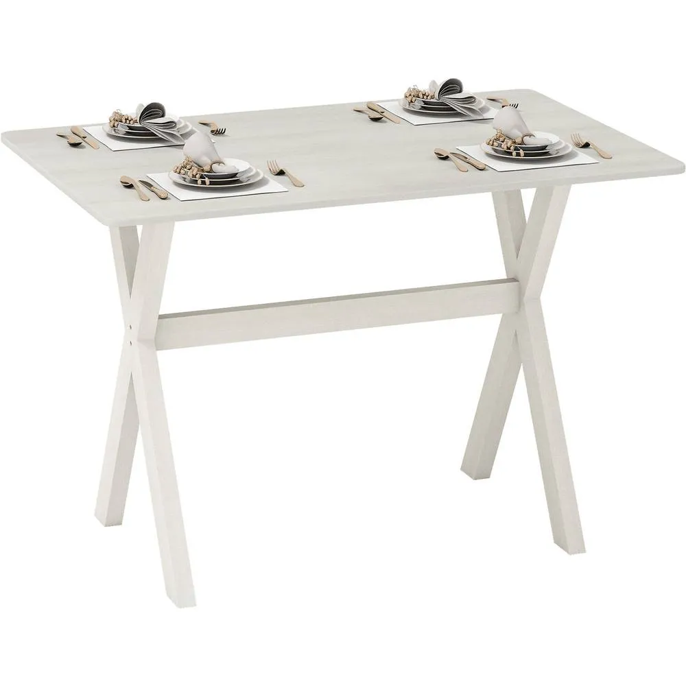 Costway Modern Dining Table Wooden Kitchen Table with X-shaped Frame-White in White