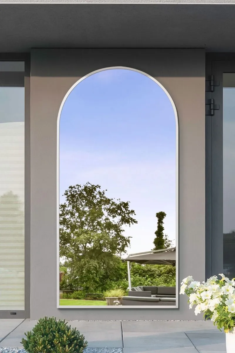 MirrorOutlet White Framed Arched Leaner/Wall Garden Mirror 79" x 39" (200x100CM) 2