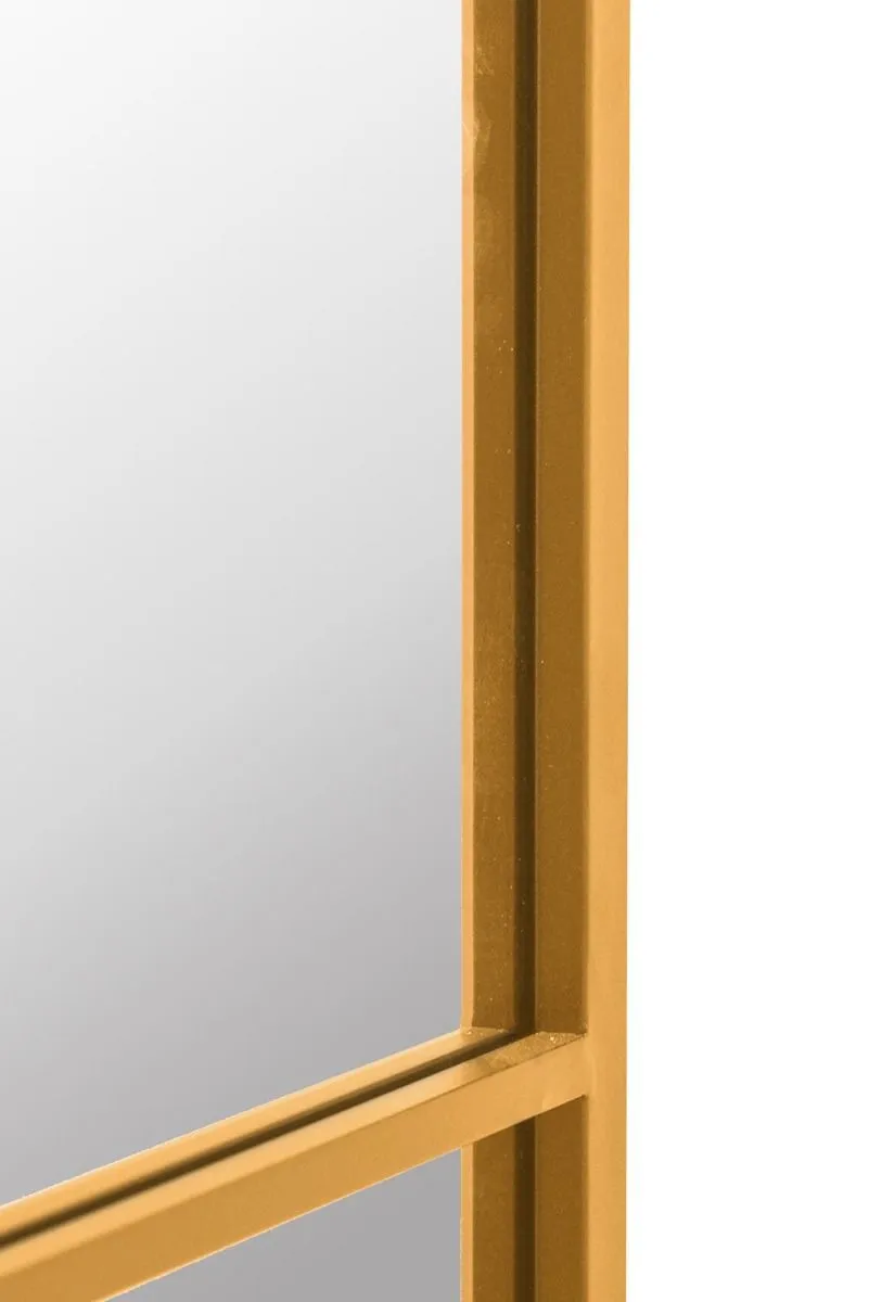 MirrorOutlet Gold Metal Framed Window Arched Wall Mirror 69" X 33" (174CM X 85CM) 5