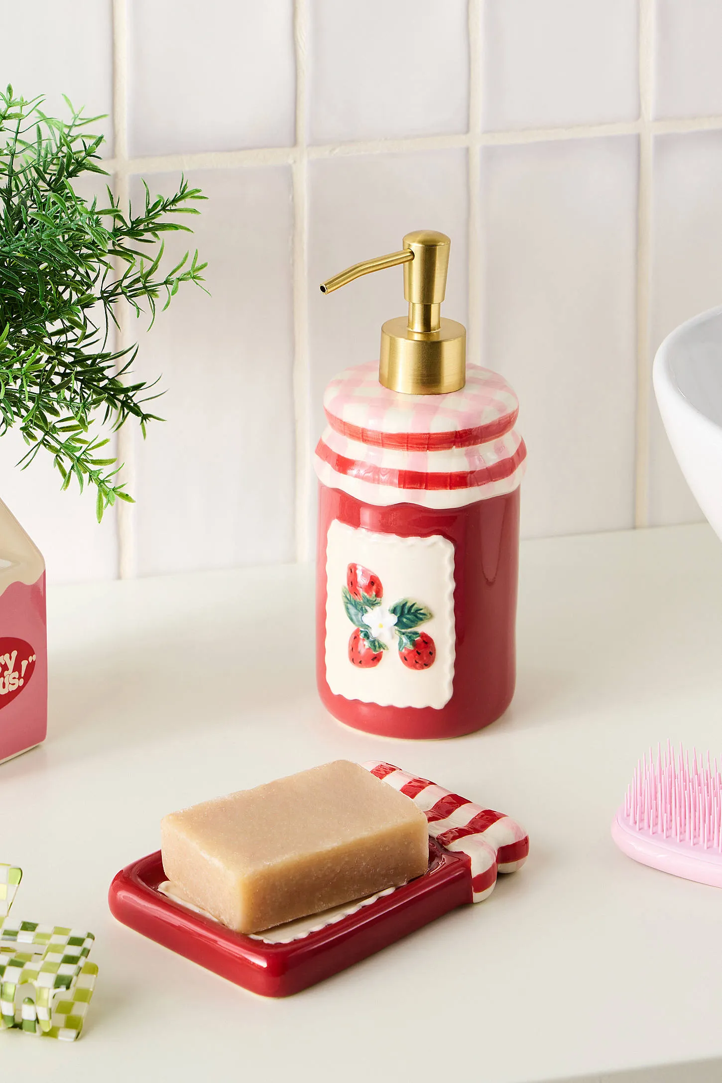 Jam Jar Soap Dispenser - Red 2