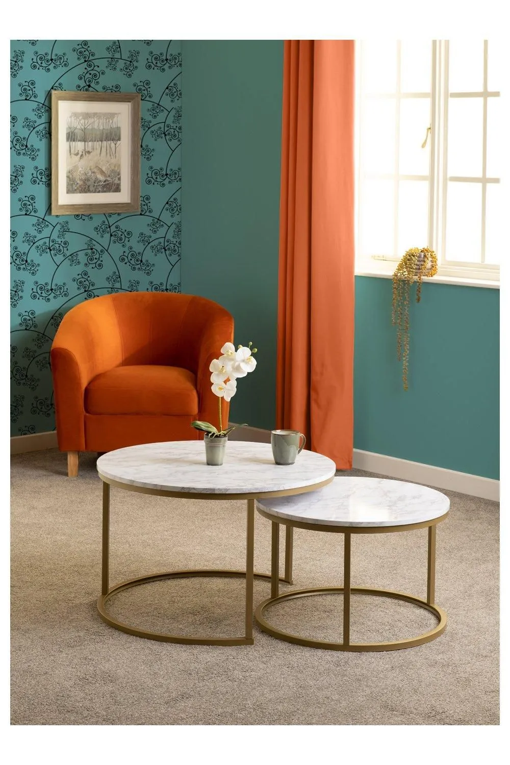 Seconique Dallas Round Coffee Table Set in White