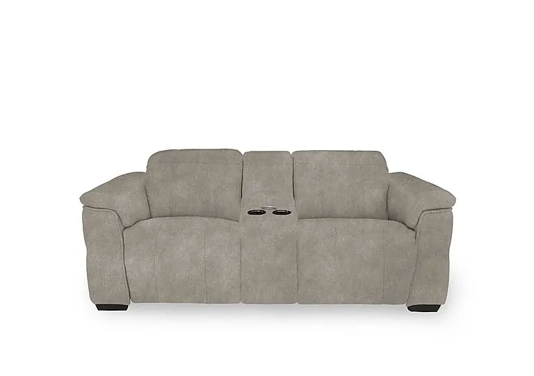 Inca Fabric 2 Seater Power Recliner Sofa with Pop Up Light Console and Power Headrests - Marble Cream