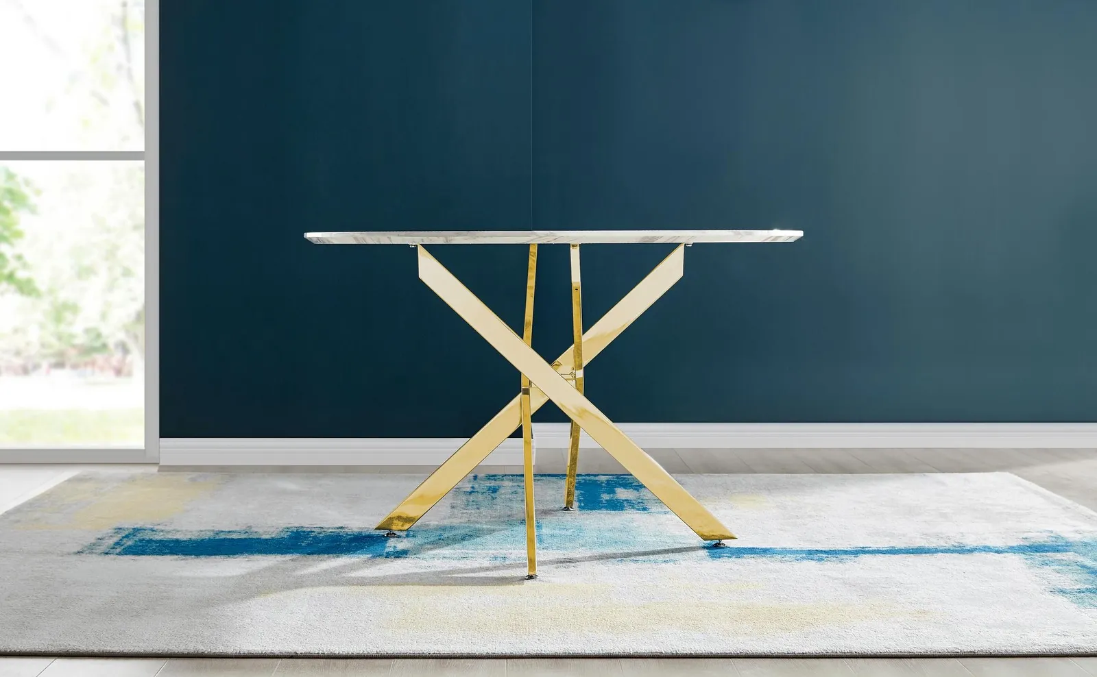 FurnitureboxUK Novara 120cm Round 6-Seater Dining Table With Gold Chrome Legs in Off-White 2