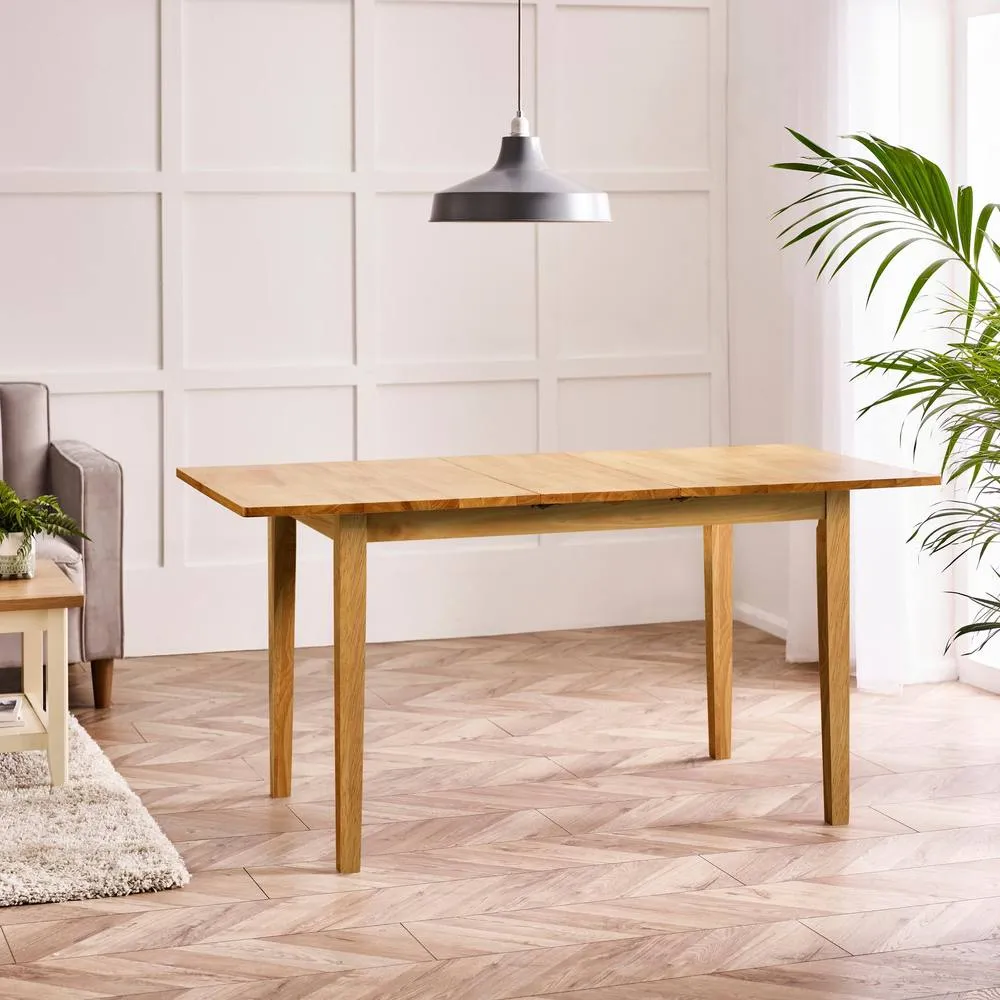 FurnitureboxUK Salcombe Extending Oak Effect Table with 2 Chairs & 2 Large Benches in Brown 4