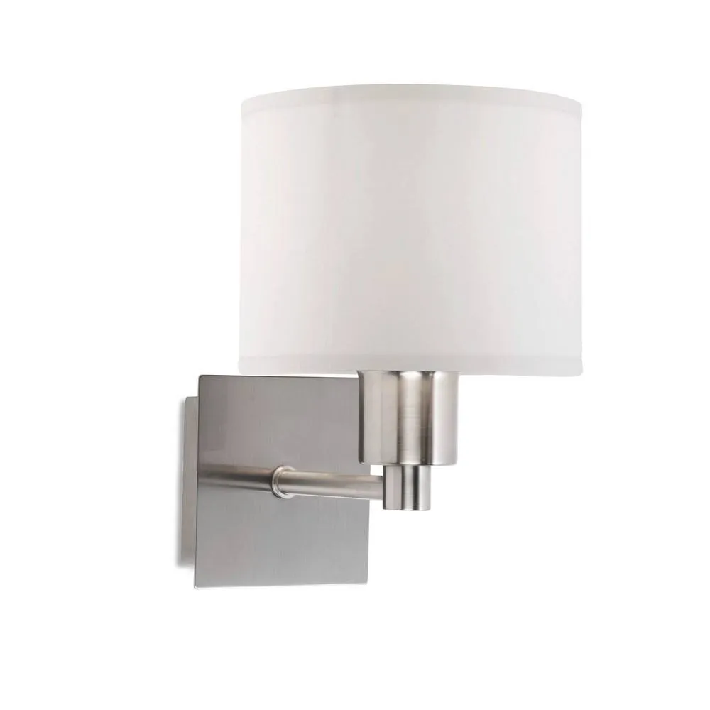 Netlighting Lyon LED Wall Fixture Satin Nickel with Drum Shade E27 60W in Grey
