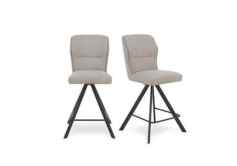 Terra Pair of Fabric Swivel Bar Stools - Taupe