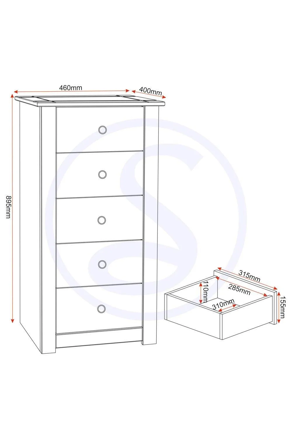 Seconique Panama 5 Drawer Chest in Natural 6