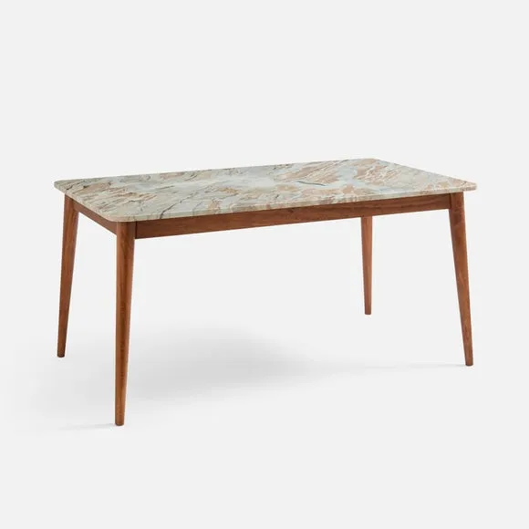Thea Rectangle Dining Table, Marble and Mango Wood 6
