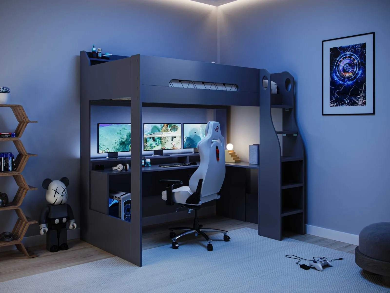 Flair Skyhigh Gaming High Sleeper Bed in Grey 5
