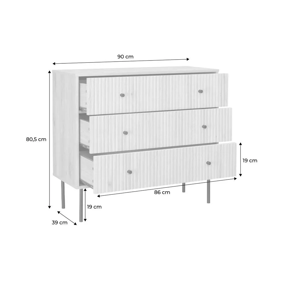 sweeek 3-drawer Chest With Grooved Wooden-effect in Light Brown 6