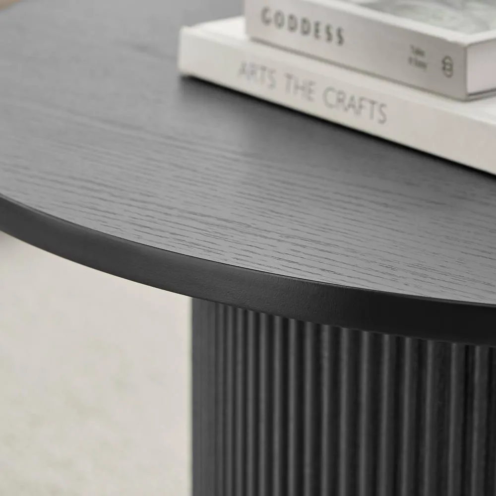 FurnitureboxUK Penrose Round Wood Coffee Table & Side Table Set in Black 4