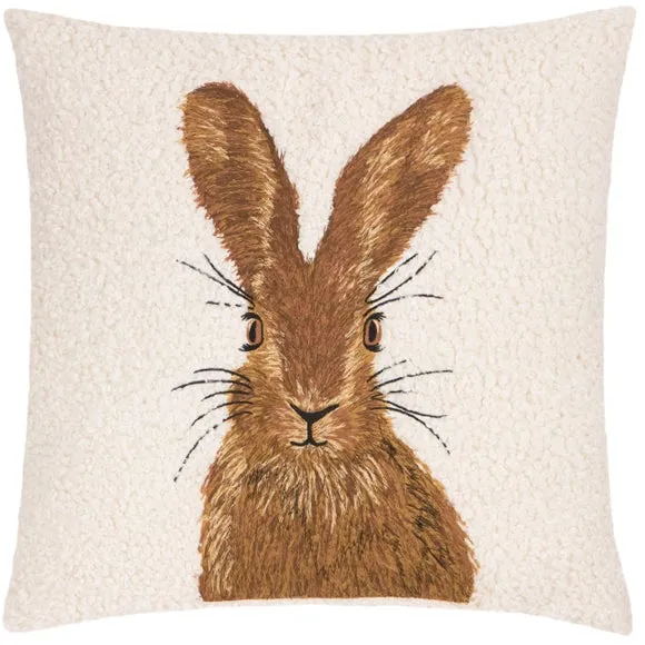 HexGuard Evans Boucle Hare Embroidered Cushion Natural 45 X 45Cm, Cream 3