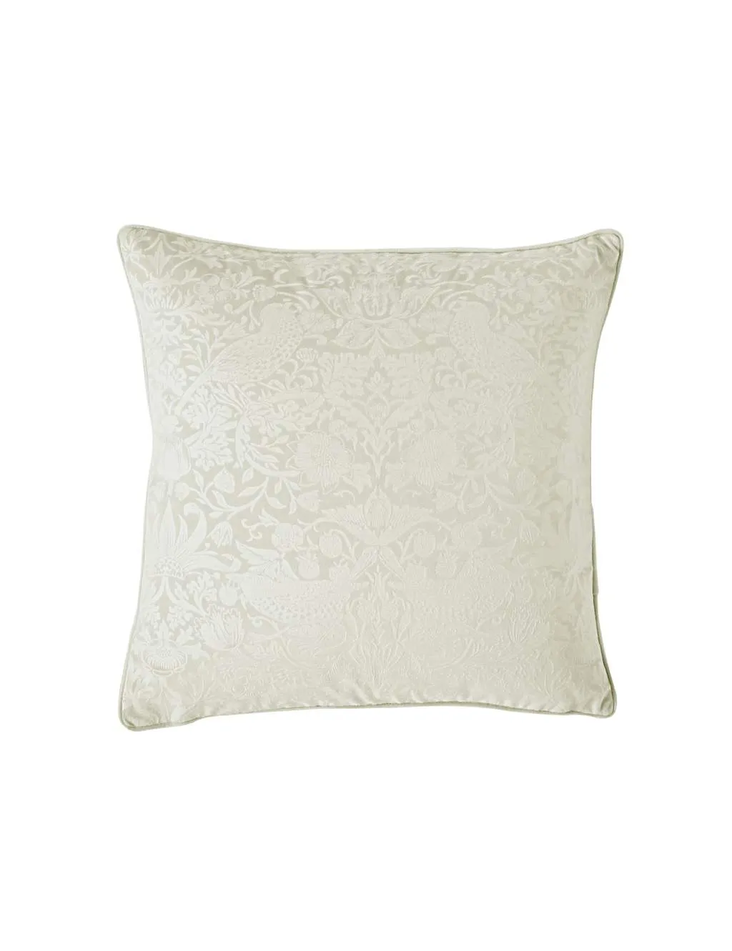 William Morris At Home Velvet Strawberry Thief Cushion Natural