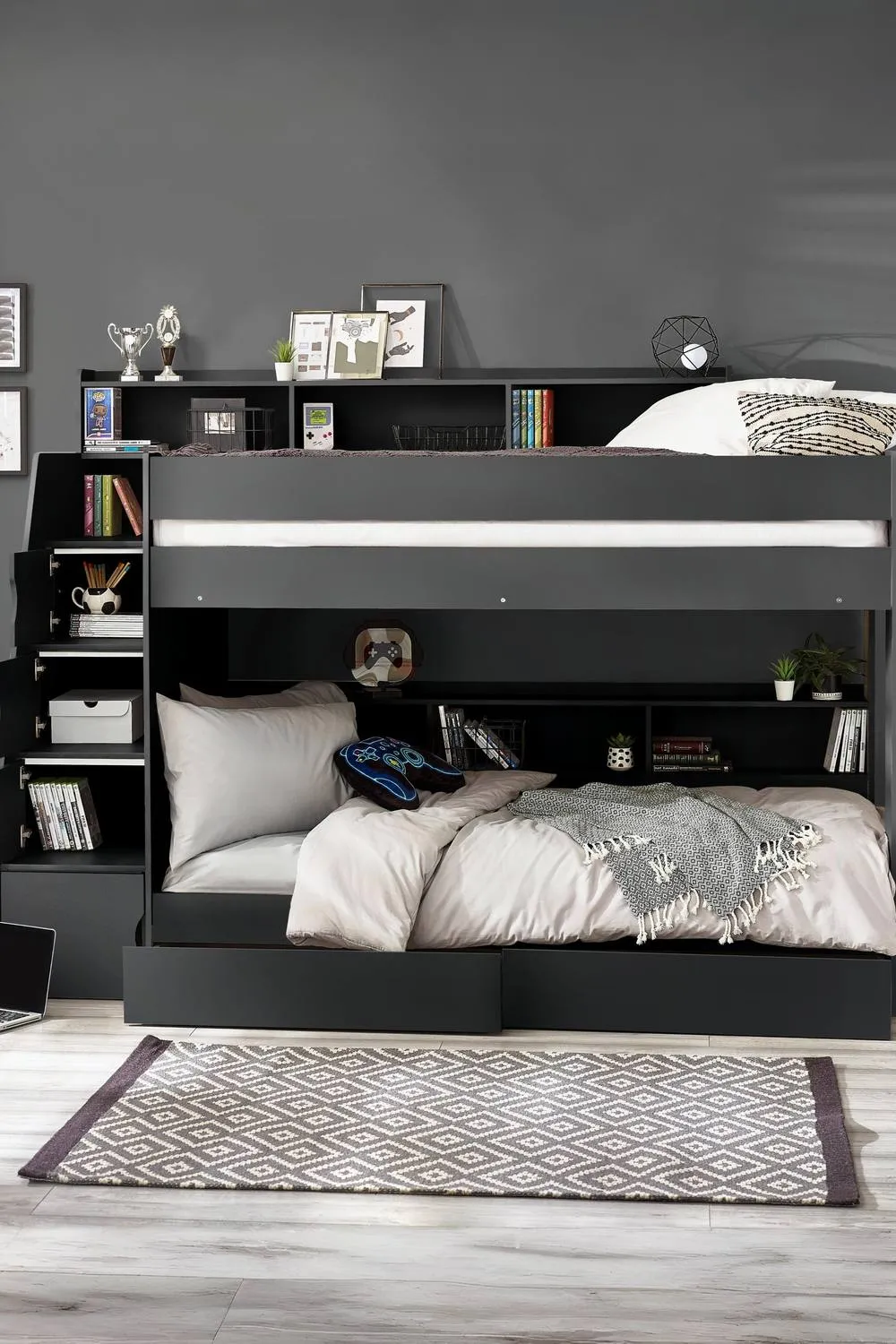 Julian Bowen Camelot Staircase Bunk Bed in Black 2