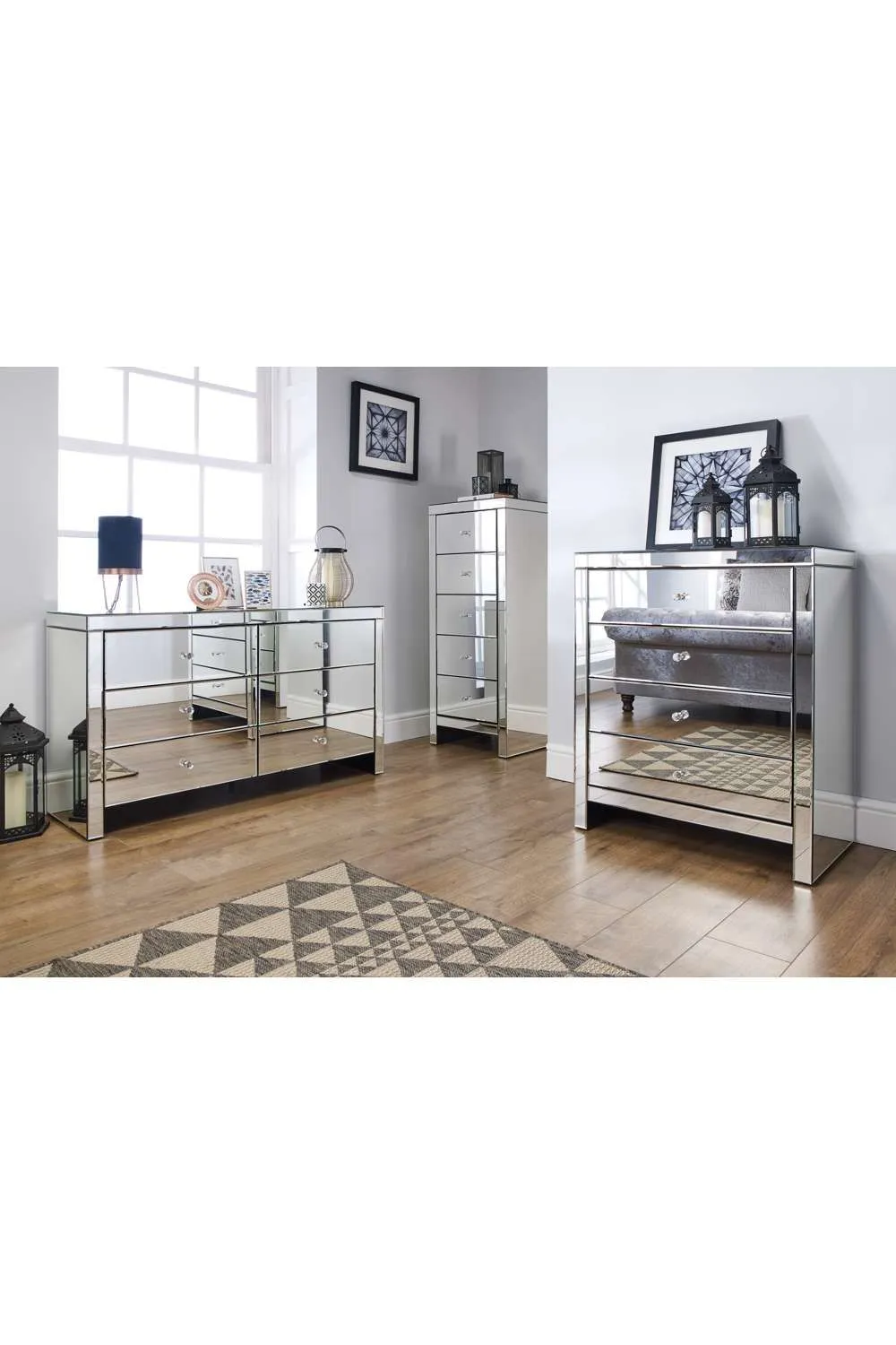 Birlea Seville 3 Drawer Chest Mirrored in Silver 3