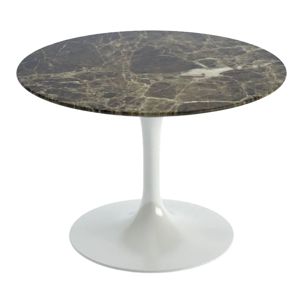 Knoll Saarinen Coffee Table with White Base in Brown Emperador 51cm 2