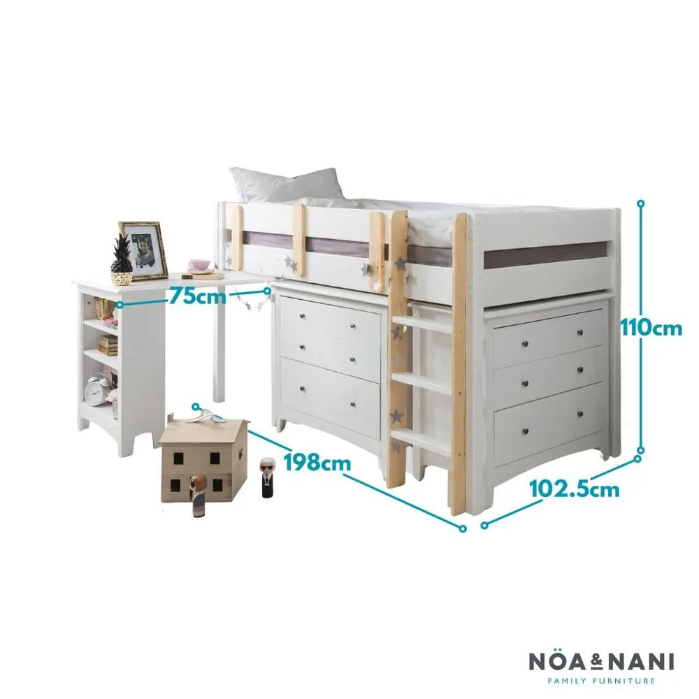 Nöa and Nani Noa & Nani Una Sleepstation with 2 Chest of Drawers & Desk in White 5