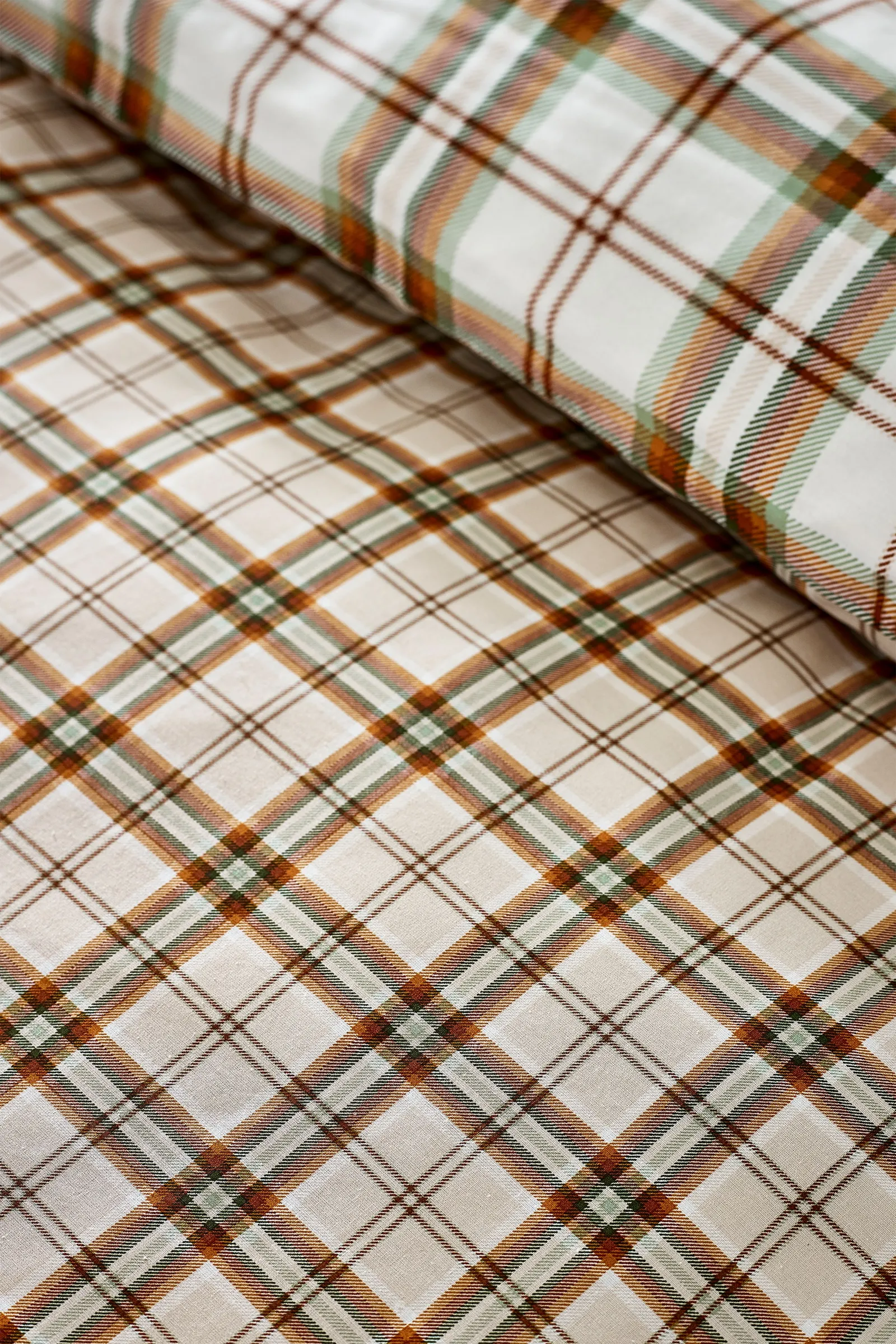 Catherine Lansfield 'Kelso Check' Reversible Duvet Cover Set in Burnt Orange 4