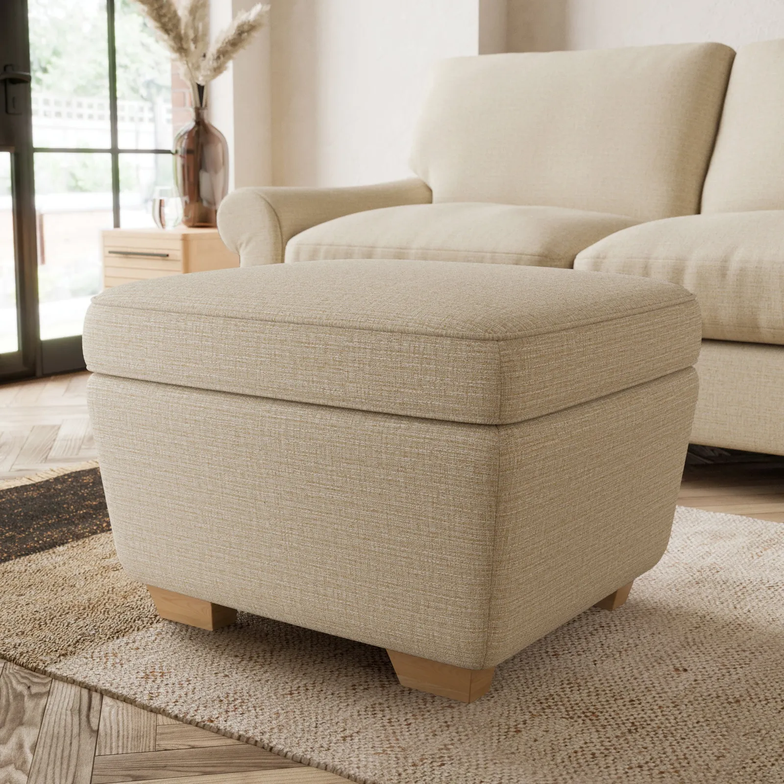 Arundel Textured Weave Footstool Brown