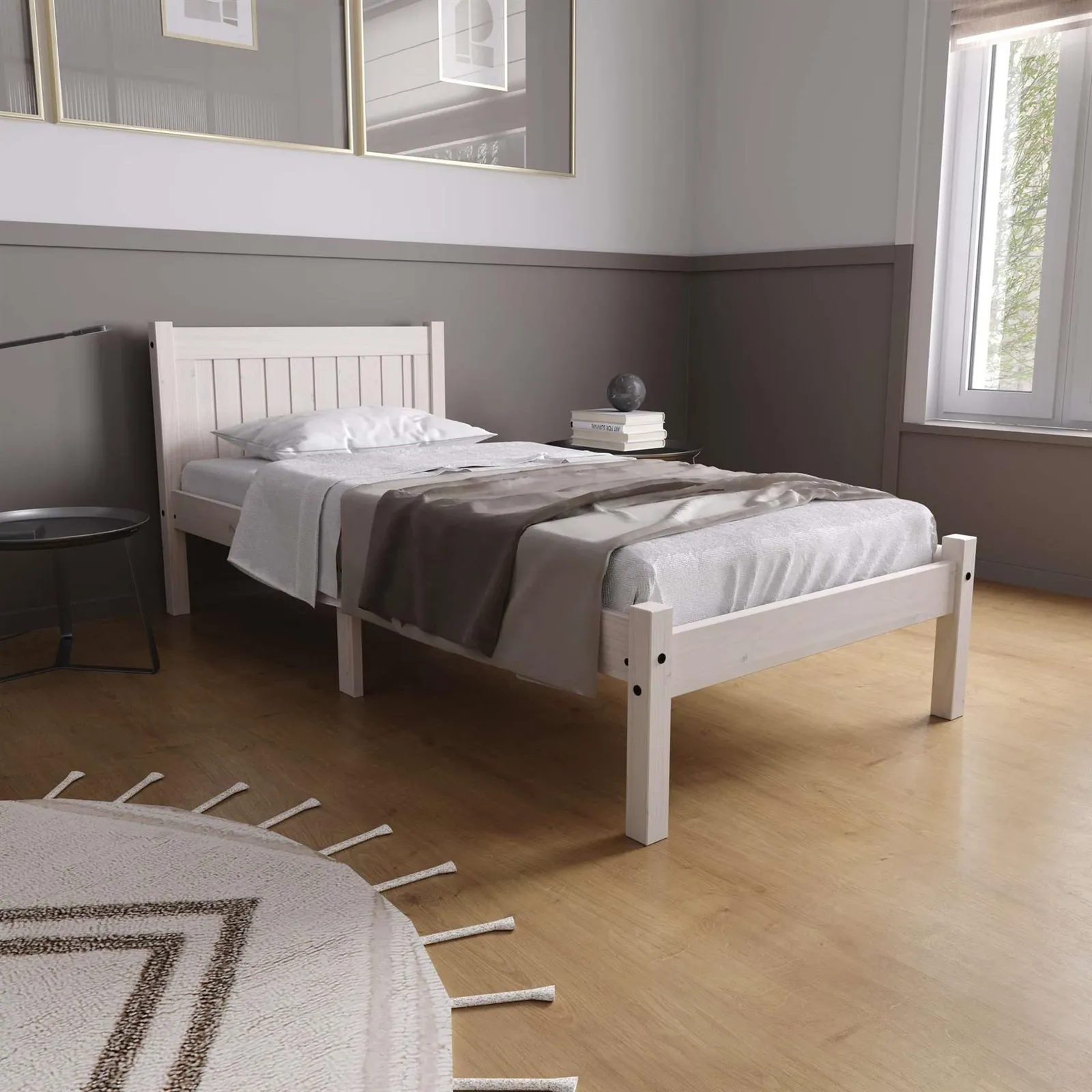 Birlea White Wood Single Bed & Mattress Bundle Rio Air Sleepsoul 90cm 3ft