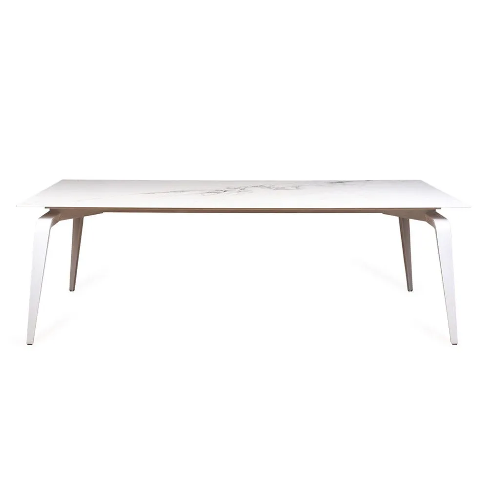 Ligne Roset Odessa Rectangular Dining Table White Marble Effect White Legs 240 x 98cm 2