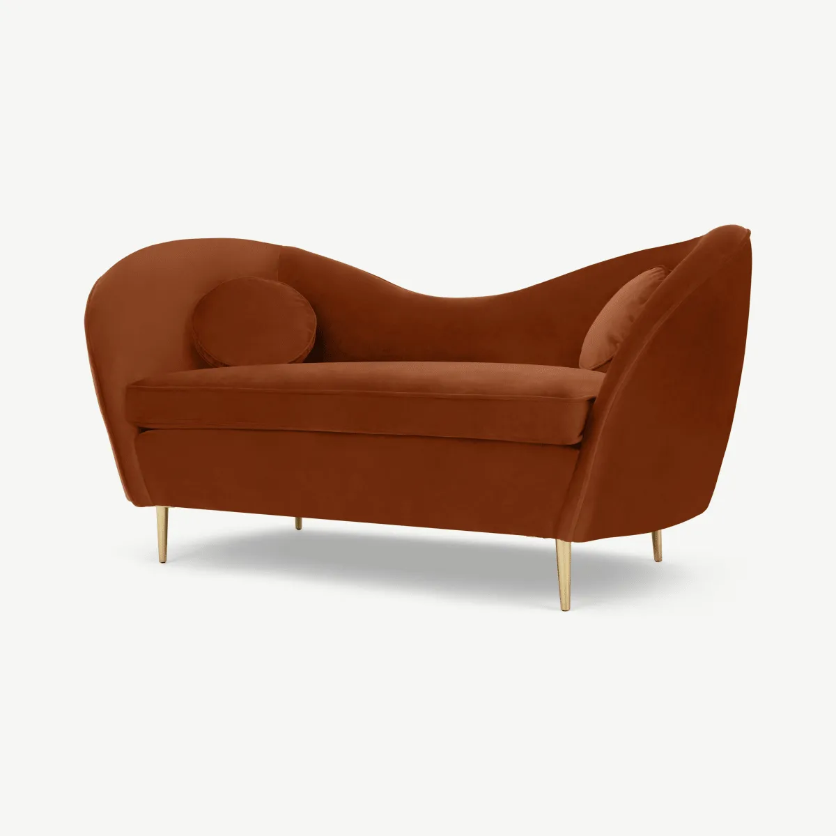 Kooper 2 Seater Sofa, Nutmeg Orange Velvet