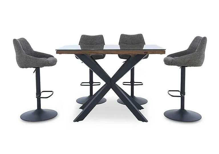 Kiara Table and 4 Swivel Bar Stools