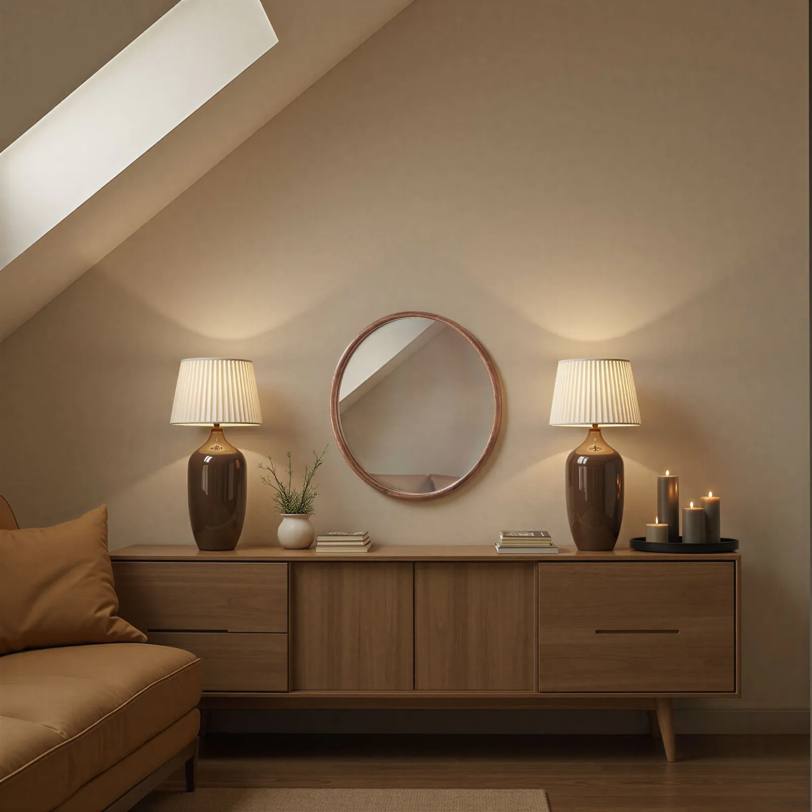 Yearn Mirrors Beaufort Walnut Round Wood Mirror 3