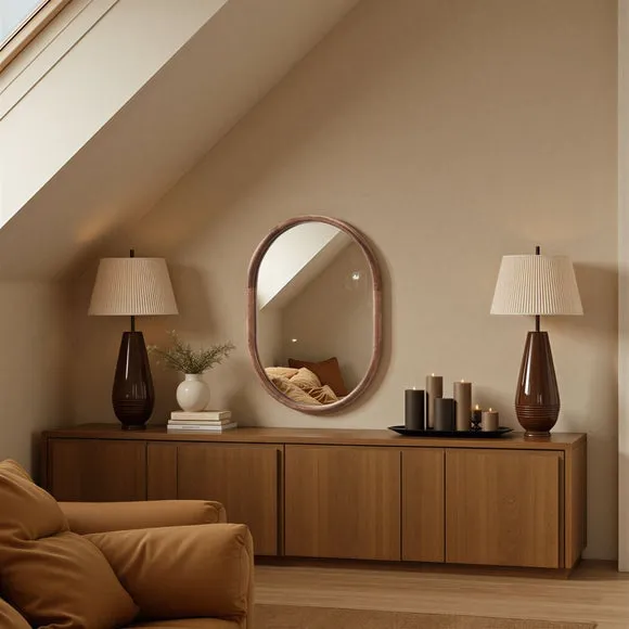 Yearn Solid Oak Oval Wall Mirror 4
