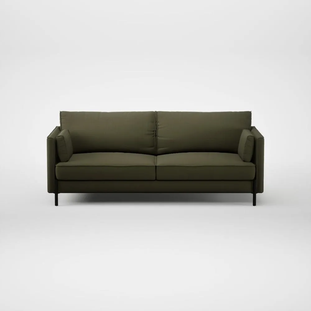 Heal's Tortona 3 Seater Sofa Smart Cotton Linen Myrtle Black Feet 1
