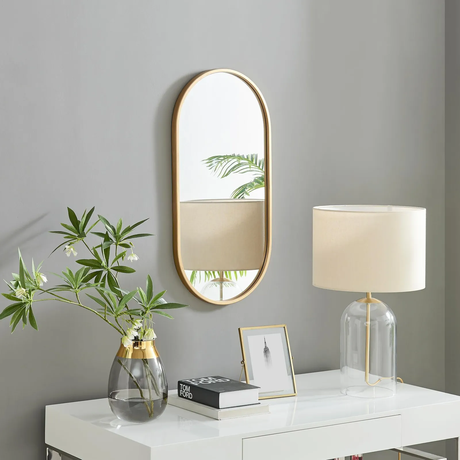FurnitureboxUK Jupiter 80cm x 40cm Art Deco Gold Metal Frame Oval Hallway Bedroom Dining & Living Room Wall Mirror