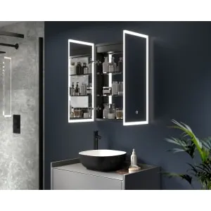 Sensio Eclipse Black Double Recessed Colour Changing LED Bathroom Mirror Cabinet - 600 x 700mm 2