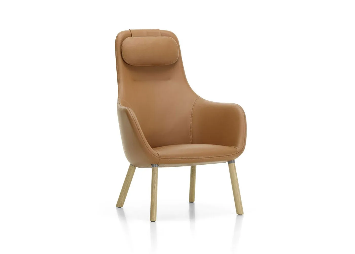 Vitra HAL Lounge Chair, Cognac Leather Oak Legs