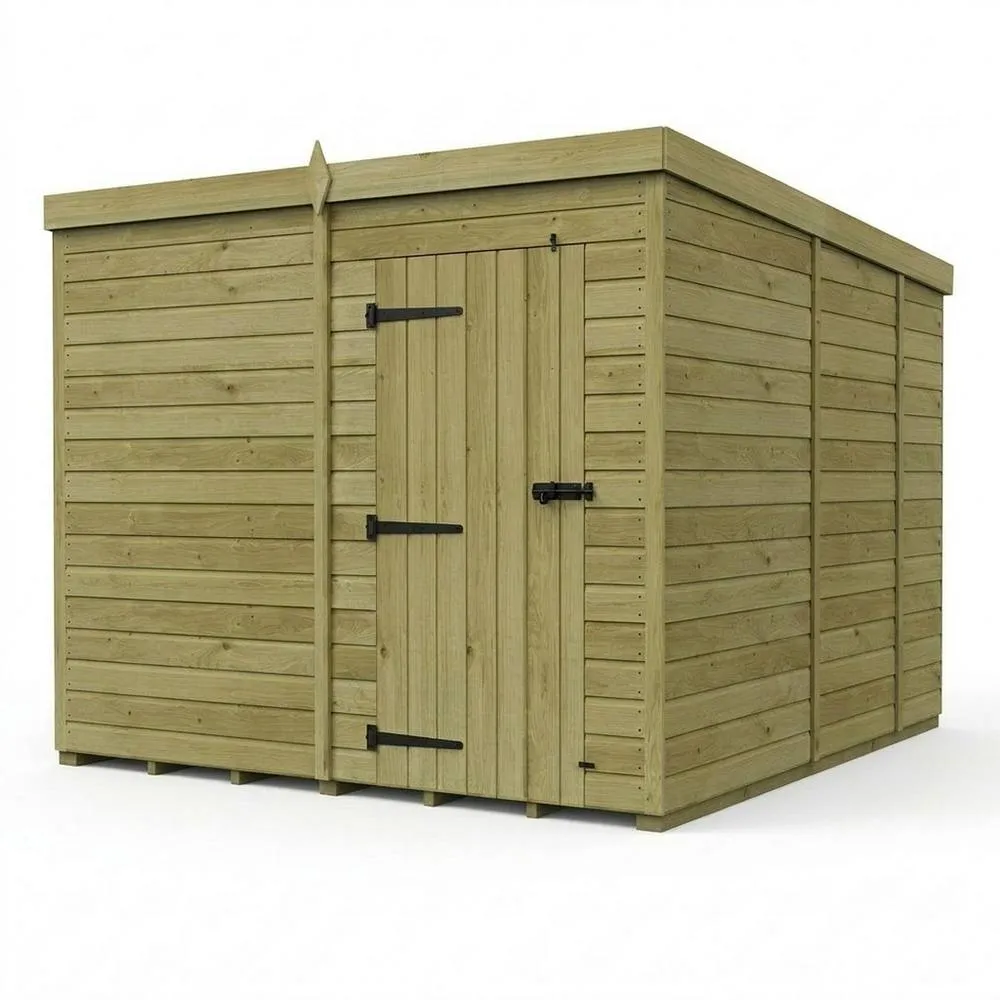 Buttercup Farm 8ft x 9ft Pent Garden Shed Single Door No Windows - Timber in Brown