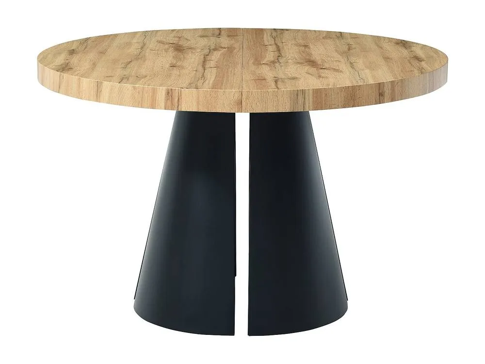Vente-unique Extendable Dining Table 4 To 12 People In MDF & Black Metal - Light in Light Oak