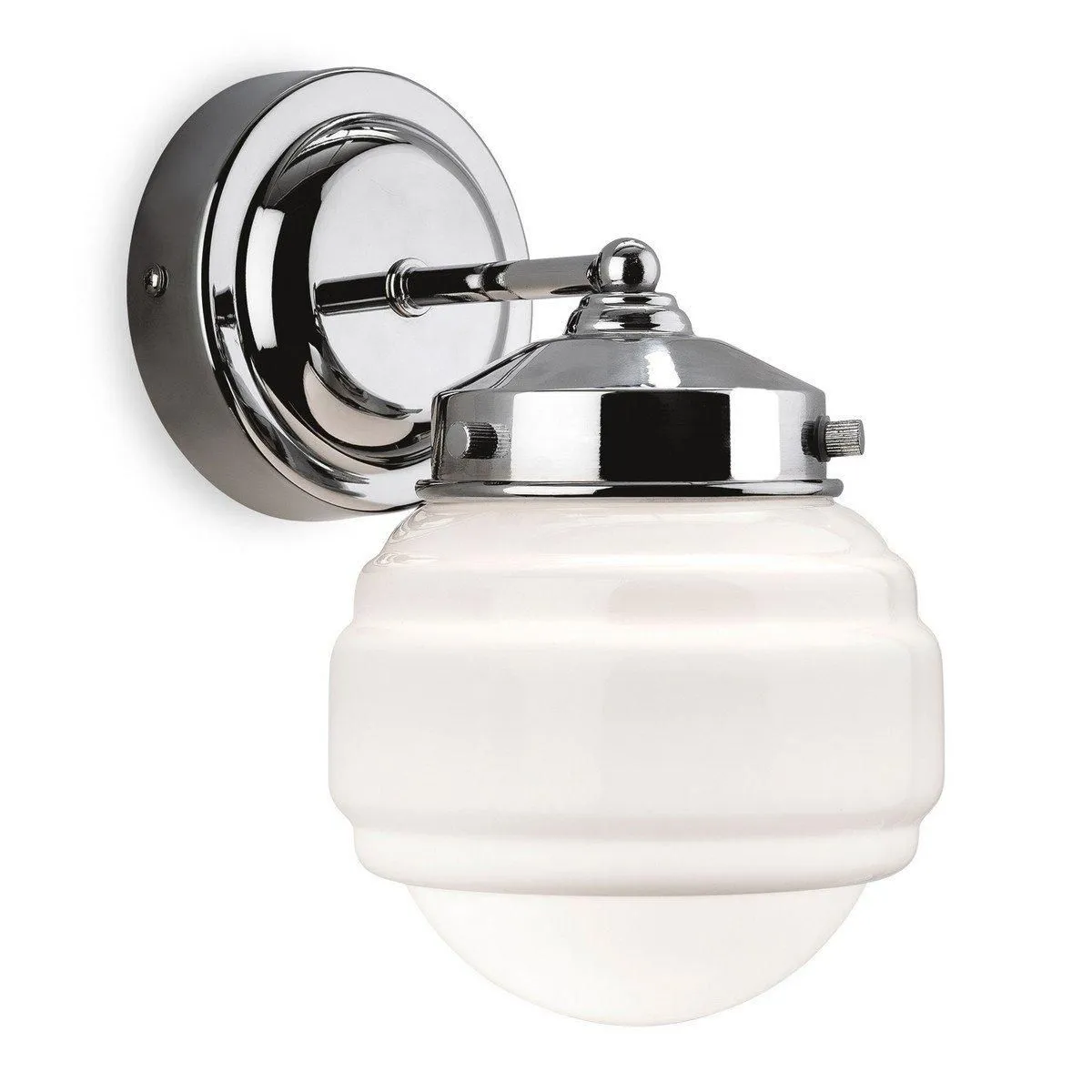 Netlighting Art 1 Light Bathroom Indoor Wall Light Chrome Opal White Glass IP44 E27 in Clear