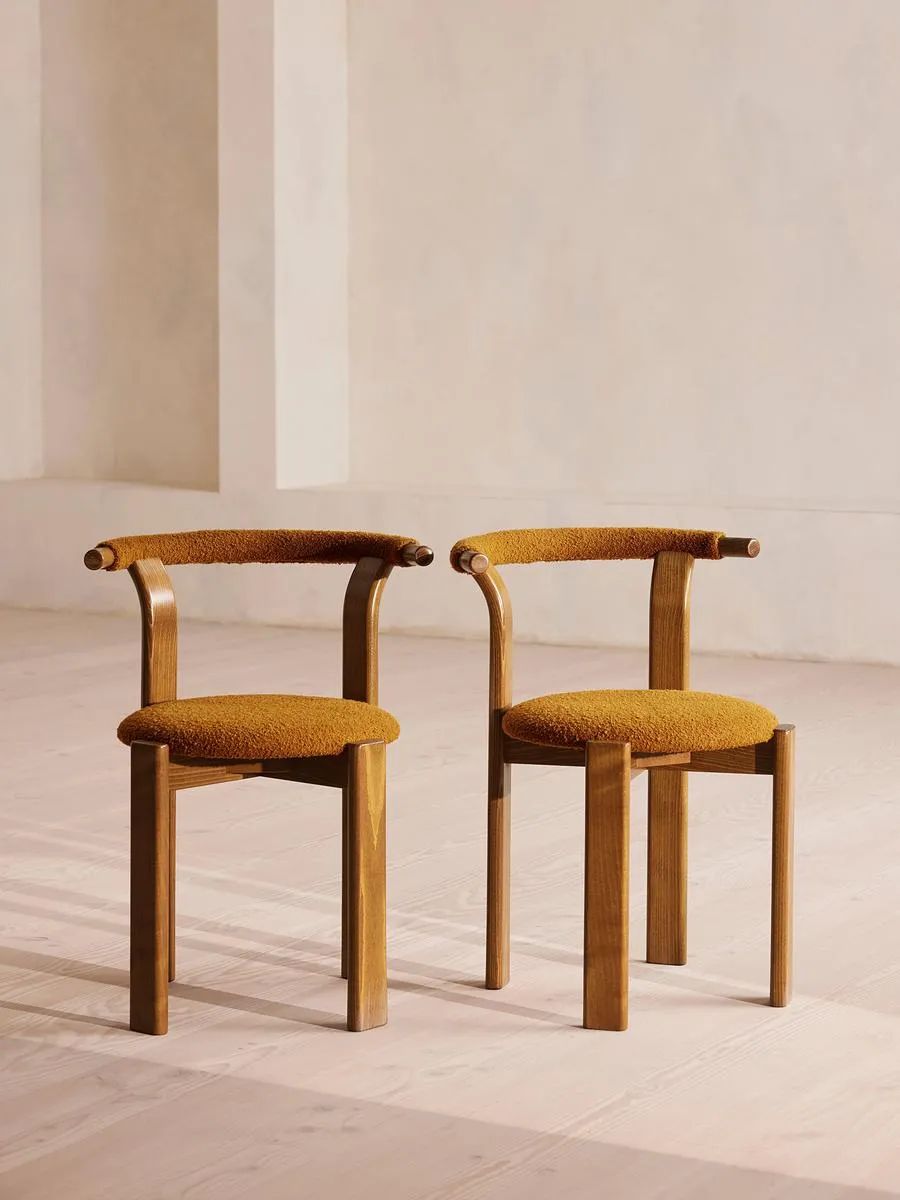 Pair of Zita Dining Chairs, Boucle, Mustard