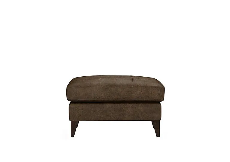 Romilly Leather Footstool - Bourbon