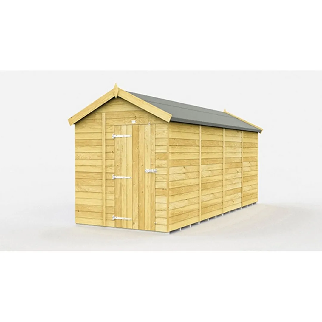 Buttercup Farm 6 x 16 Feet Apex Shed - Single Door W/O Window - L472 x W175 x H217 cm in Brown