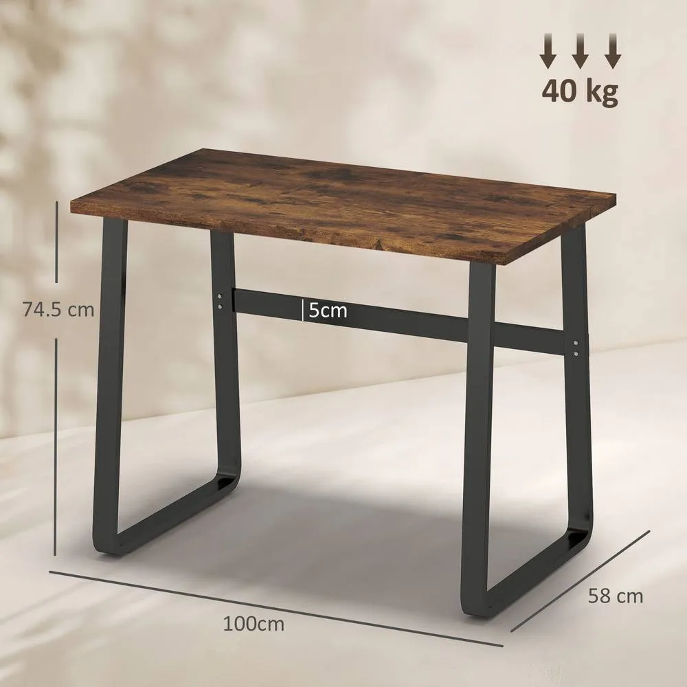 HOMCOM Industrial Writing Desk Laptop Table Home Office Study Workstation in Brown 3