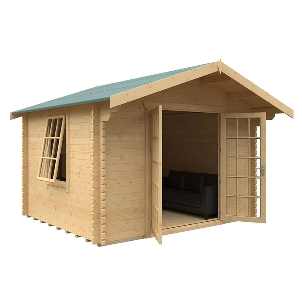 Buttercup Farm 10x12w The Lotherton Plus 44mm Cabin - L295 x W355 x H271.9 cm in Natural 2