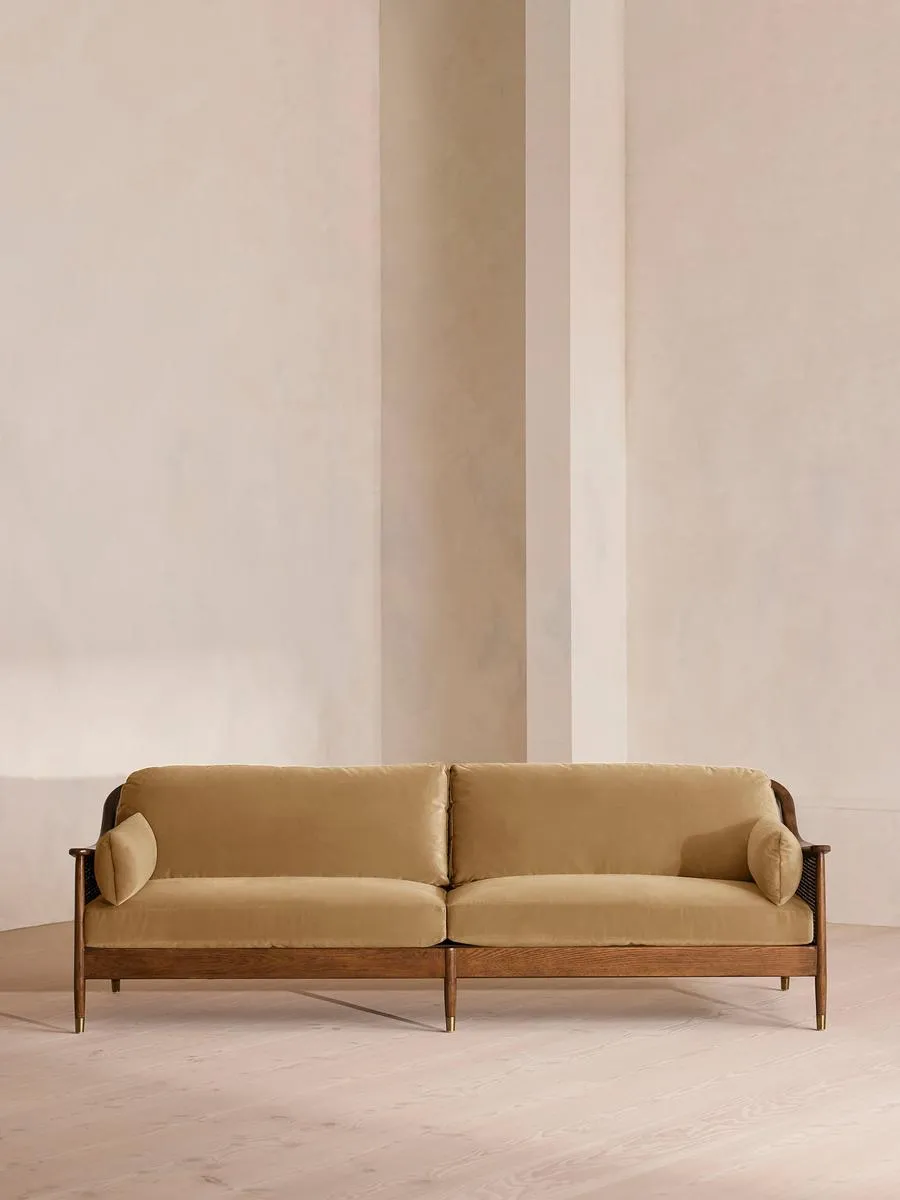 Atlanta Four Seater Sofa, Velvet, Camel